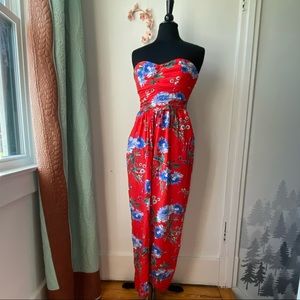 Red strapless pantsuit size M